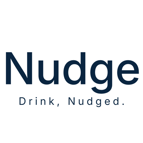 Nudge logo with tagline 'Drink, Nudged.' on a white background