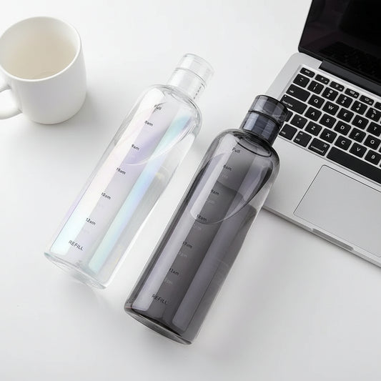The Nudge Daily 500ml slim water bottle in black with time-marker dashes
